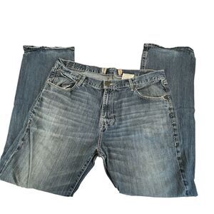 Monarchy Jeans Y2K Mens Size 40 Blue Distressed BootCut Jeans Embroidered Pocket